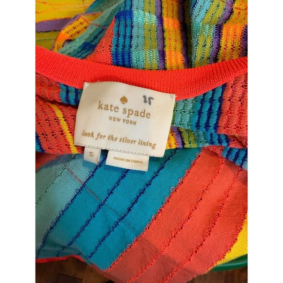 Kate Spade Rainbow Striped Semi-Sheer Fit & Flare Sleeveless Cover-Up Dress Sz S - Picture 5 of 5